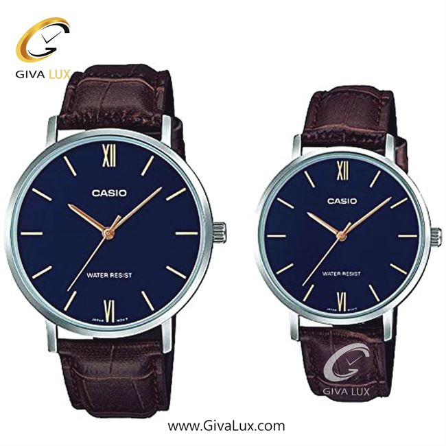 ساعت مچی اورجینال ست کاسیو Casio نقره ای | قهوه ای| سرمه ای| کد رفرنس زنانه: LTP-VT01L-2BUDF، مردانه: MTP-VT01L-2BUDF